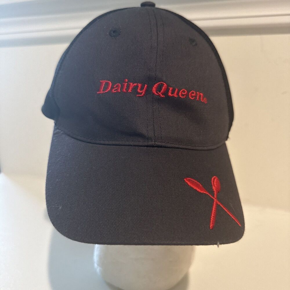 Dairy Queen Employee Uniform Black Mesh Snapback Hat Trucker